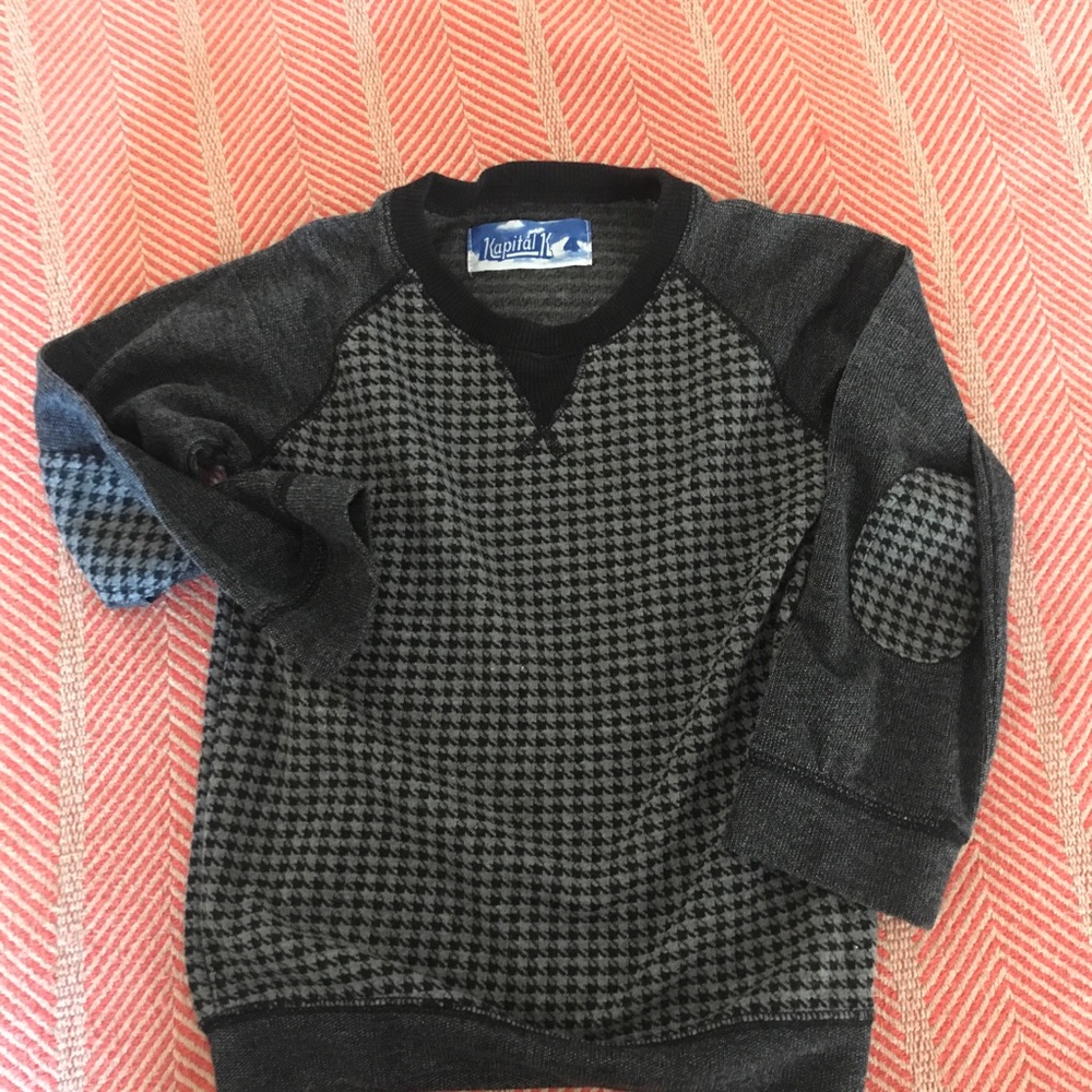 Kapital K Herringbone sweatshirt w/ elbow pads 3T